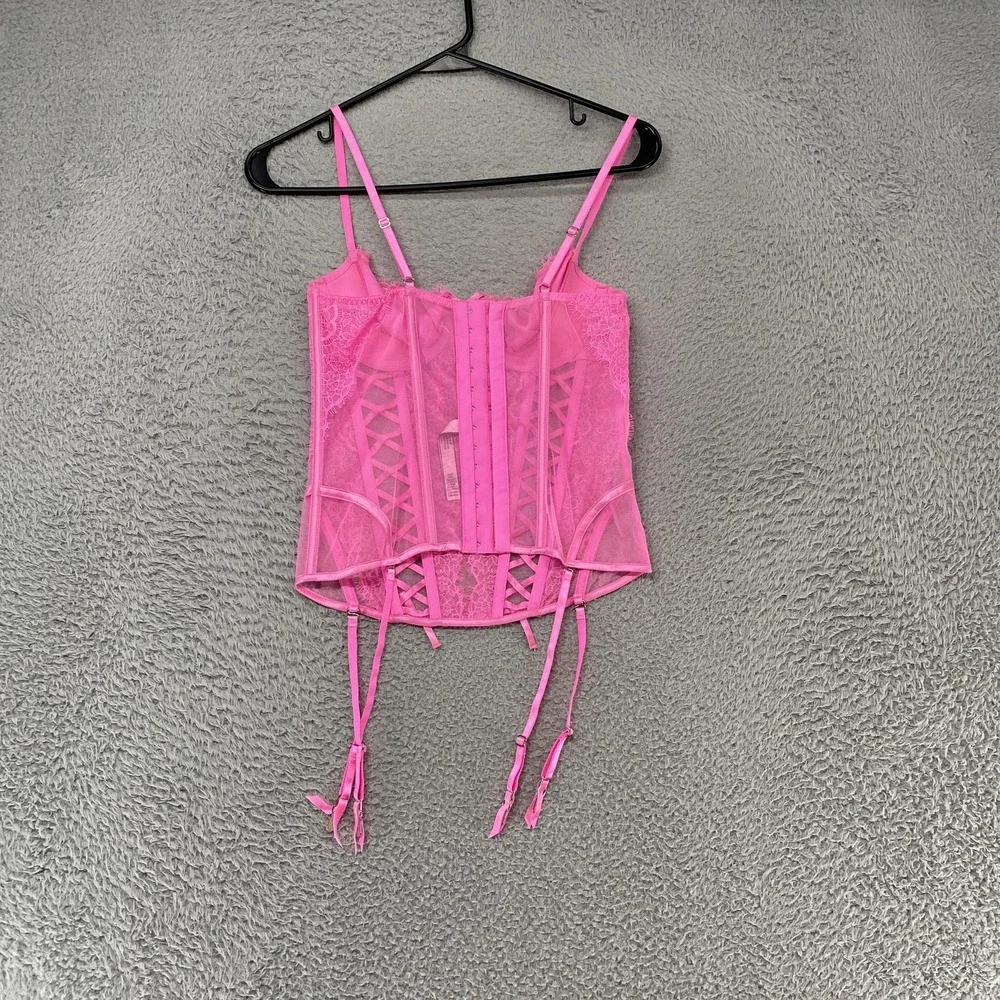 Victoria's Secret Wicked Corset Top Womens Small Lace Crisscross Coquette Garter